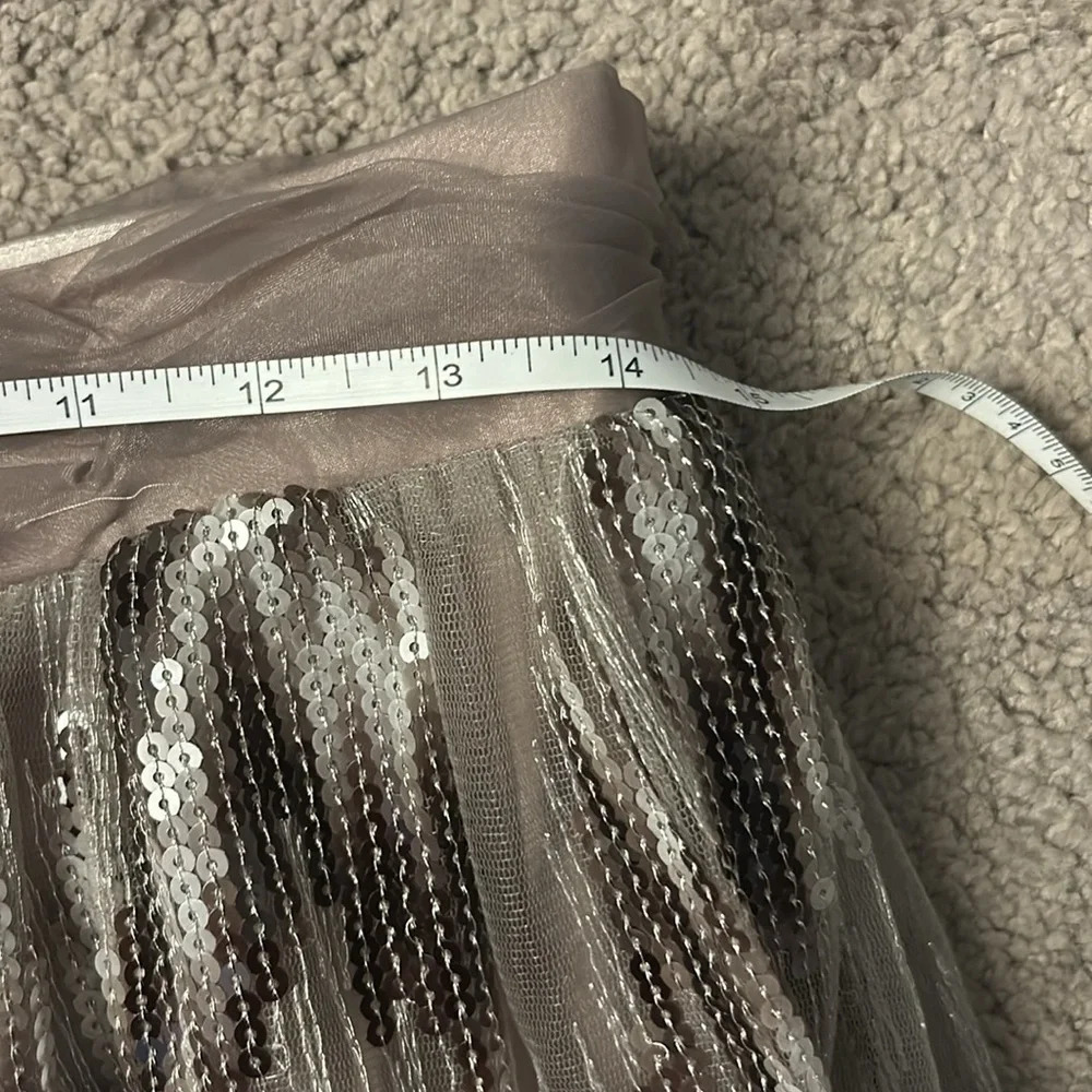 Antonio Melani Skirt Fully Lined Silver Bronze Platinum Size 10 Holiday - Picture 5 of 6